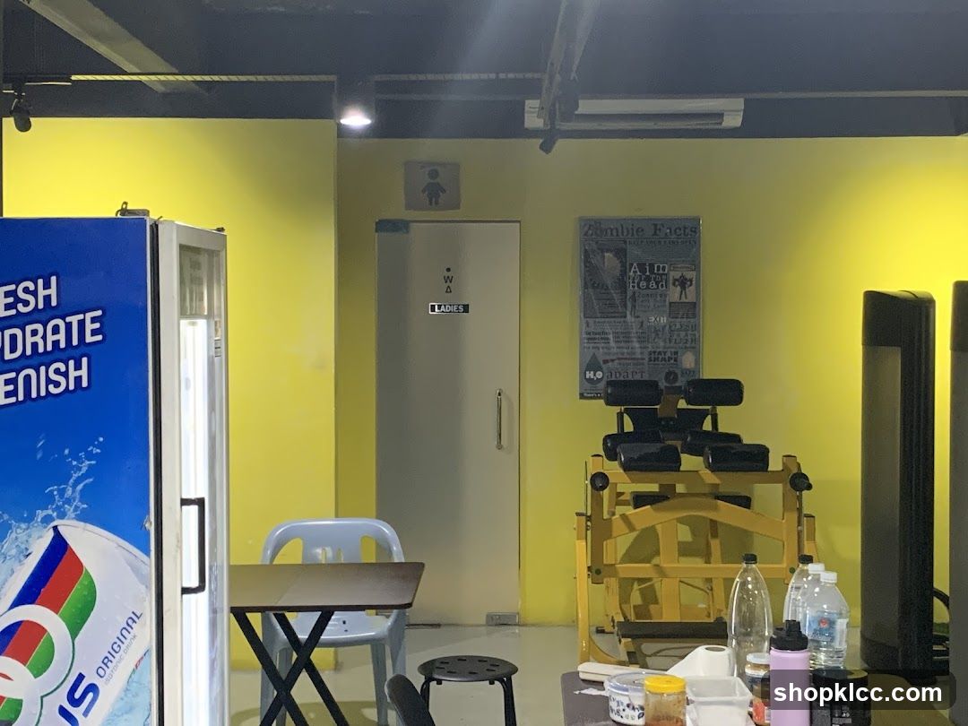 Gym Interior with Restroom Door