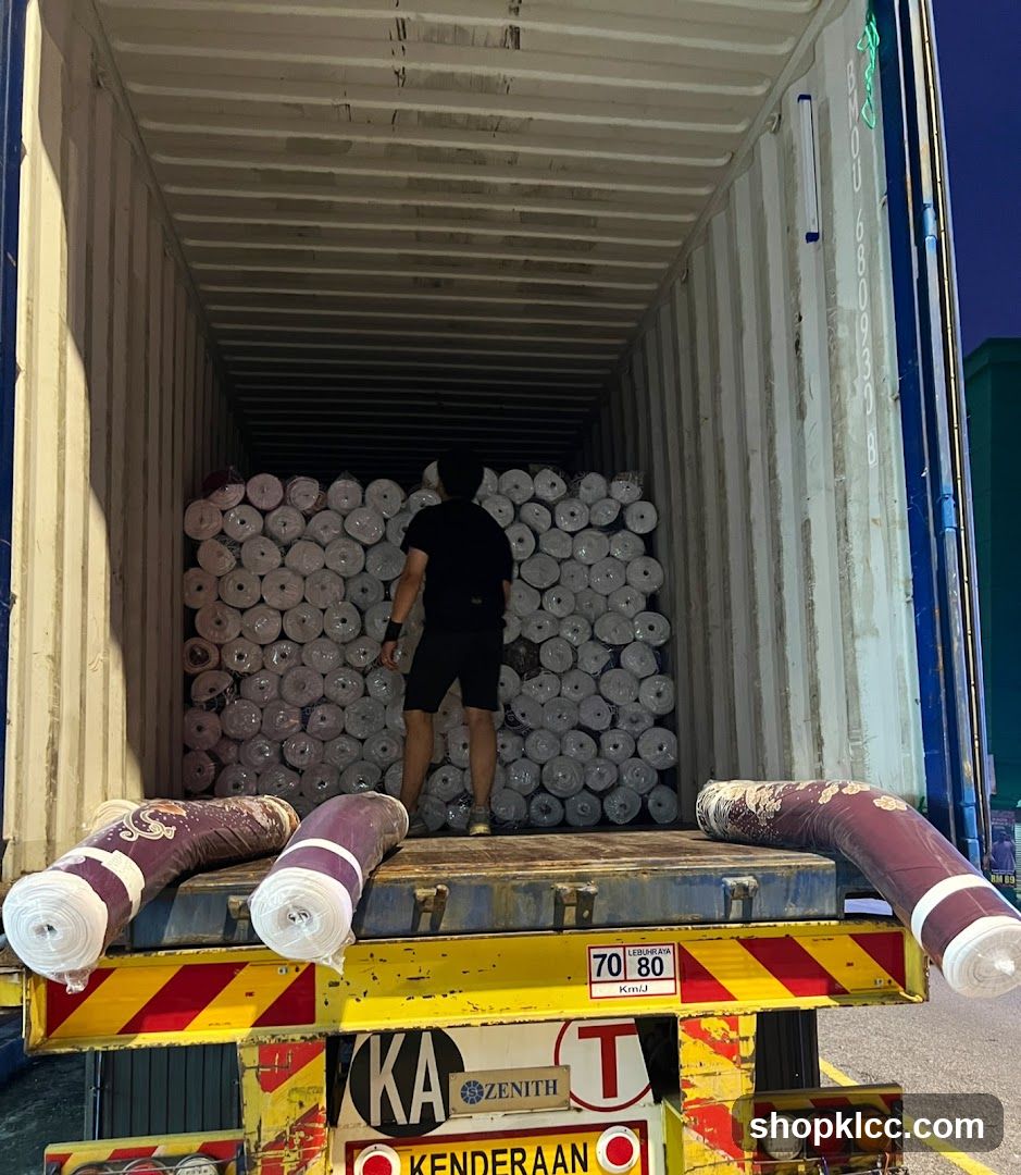 Loading Carpets into a Shipping Container
