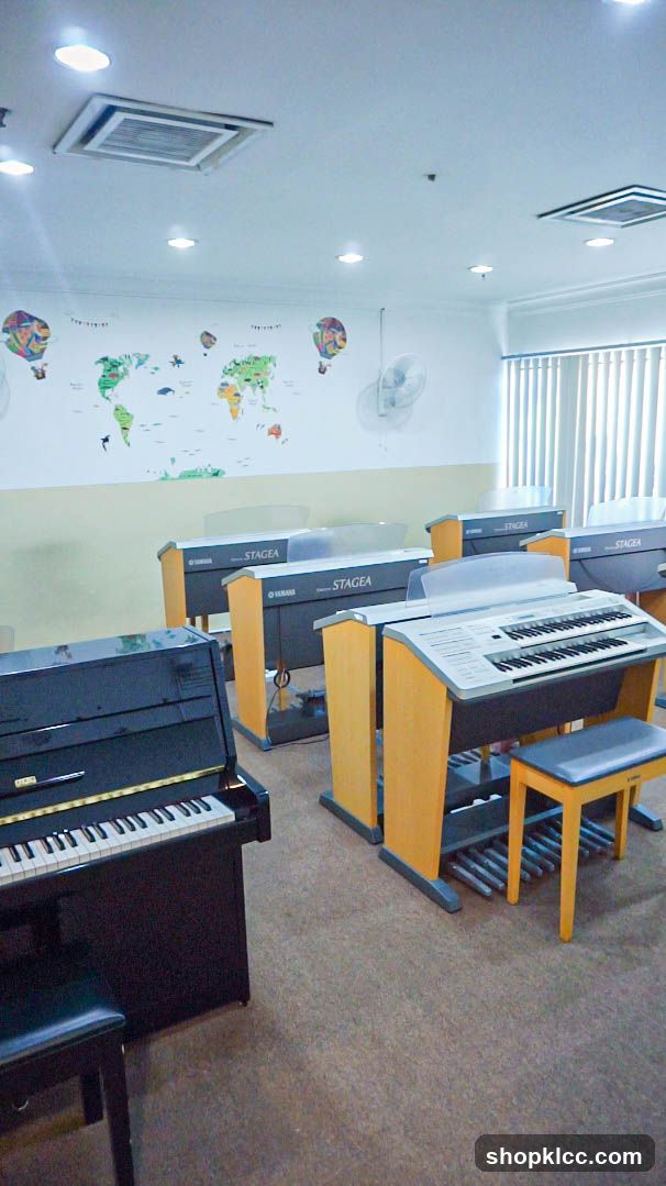Music Classroom with Pianos and Organs