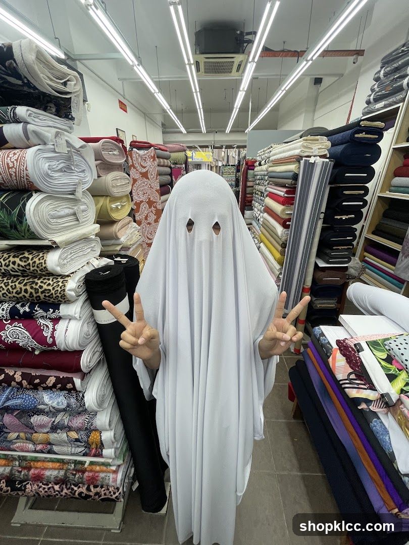 Person in Ghost Costume in Fabric Store