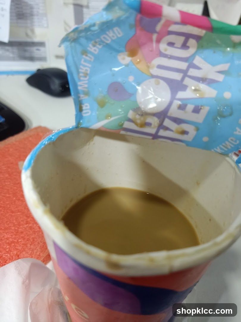 Coffee in a branded cup