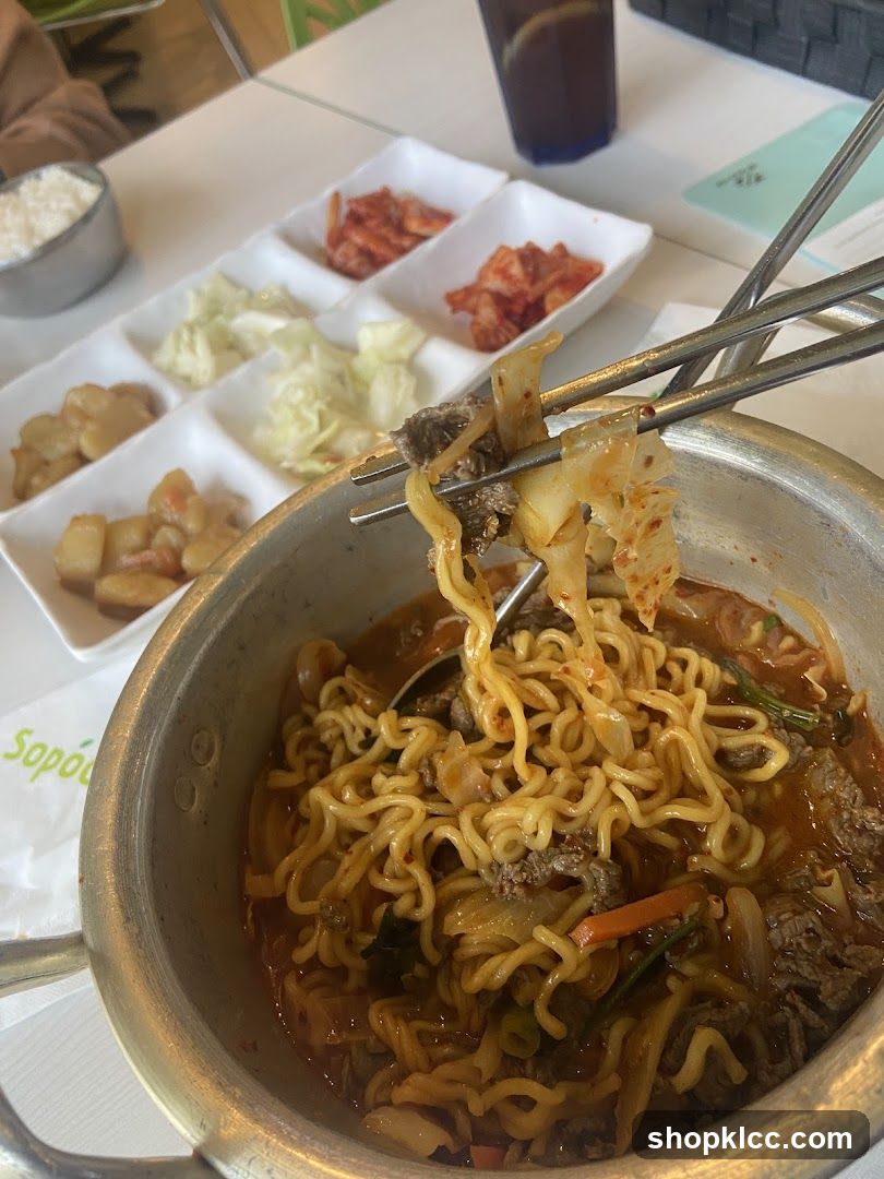 Korean Noodle Dish with Side Dishes