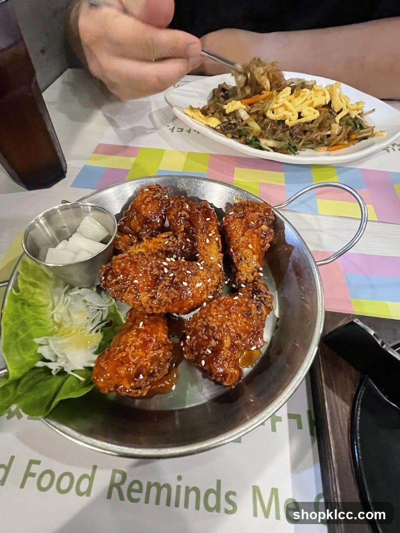 Korean Fried Chicken and Japchae
