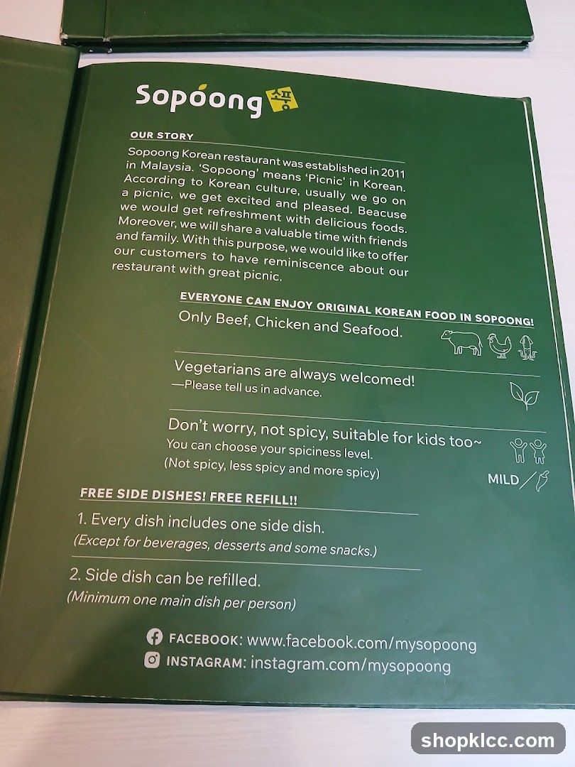 Sopoong Menu