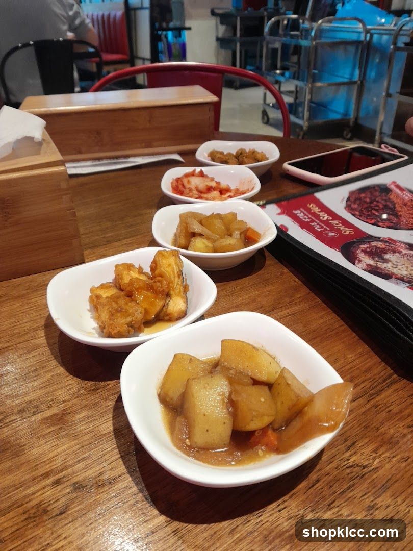 Small dishes of food on a table