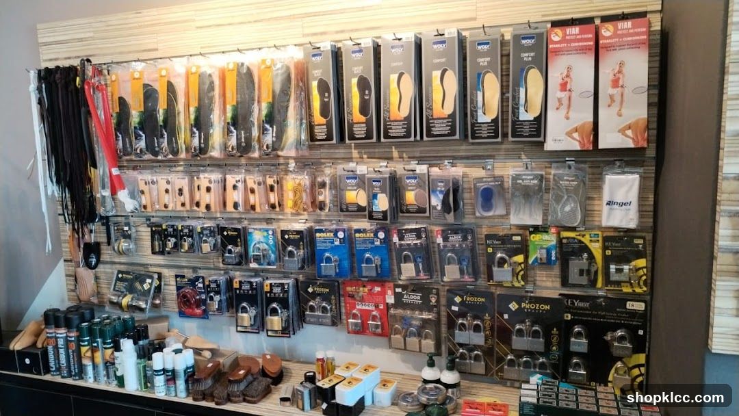 Display of Locks and Shoe Care Products