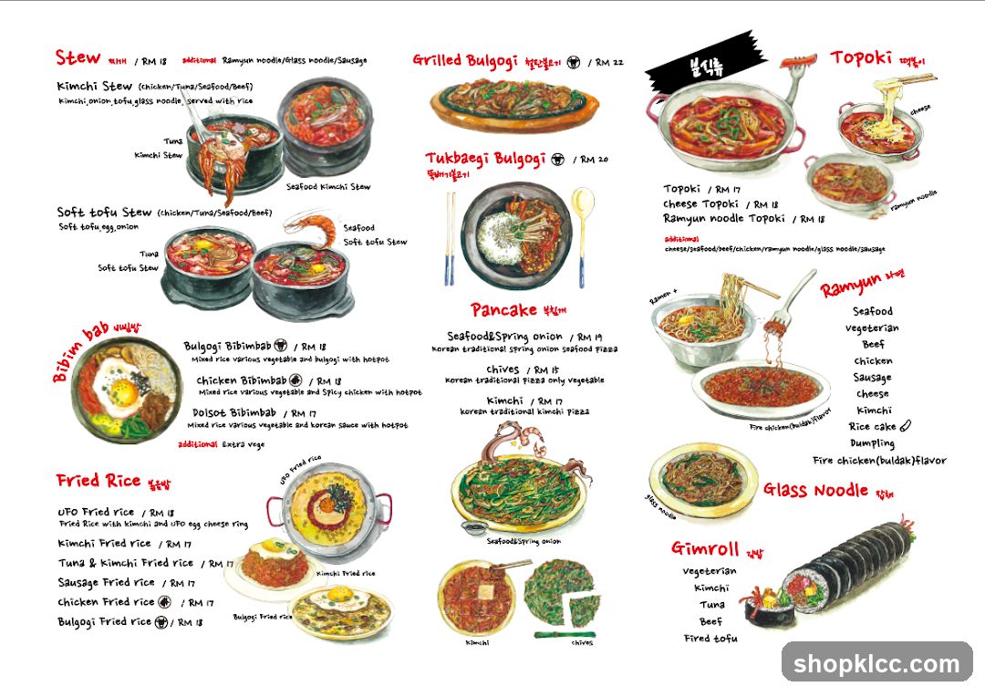 Korean Food Menu