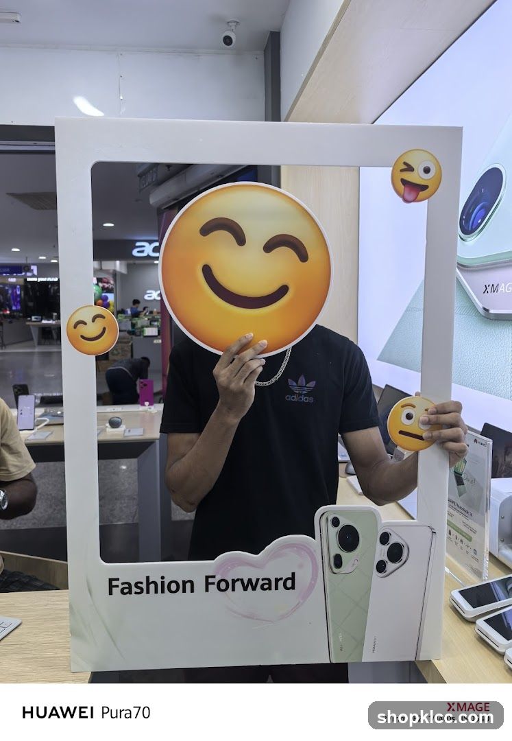 Photo Booth Frame with Emojis and Phone Advertisement