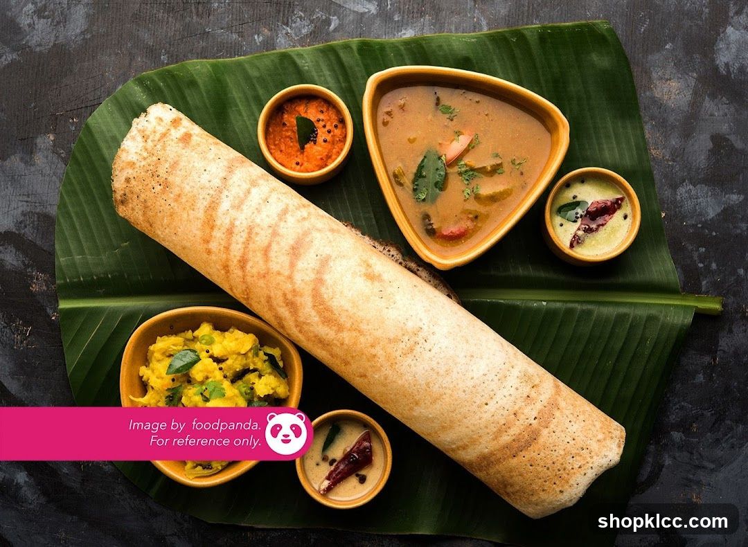 Masala Dosa with Sambar and Chutneys