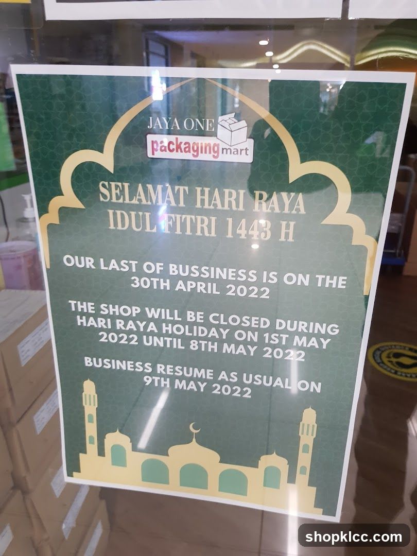 Hari Raya Holiday Notice