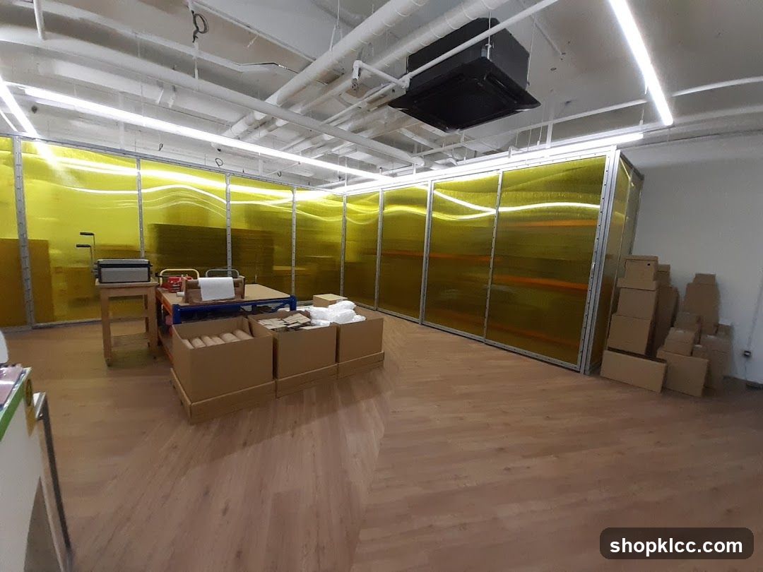 Storage Area with Yellow Partitions