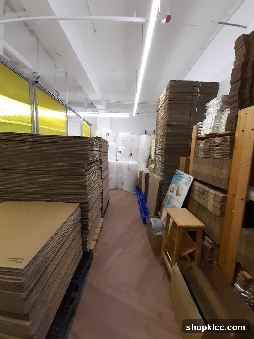 Warehouse Interior with Cardboard Boxes