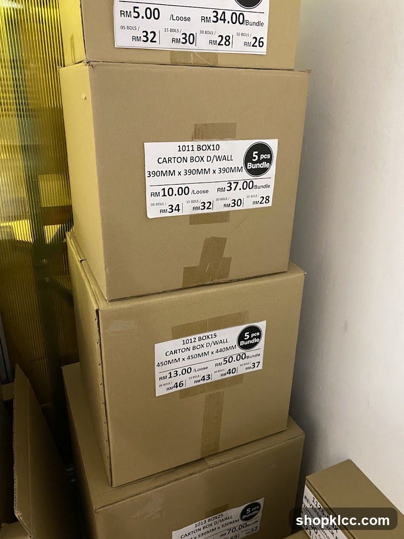 Cardboard Boxes with Price Labels