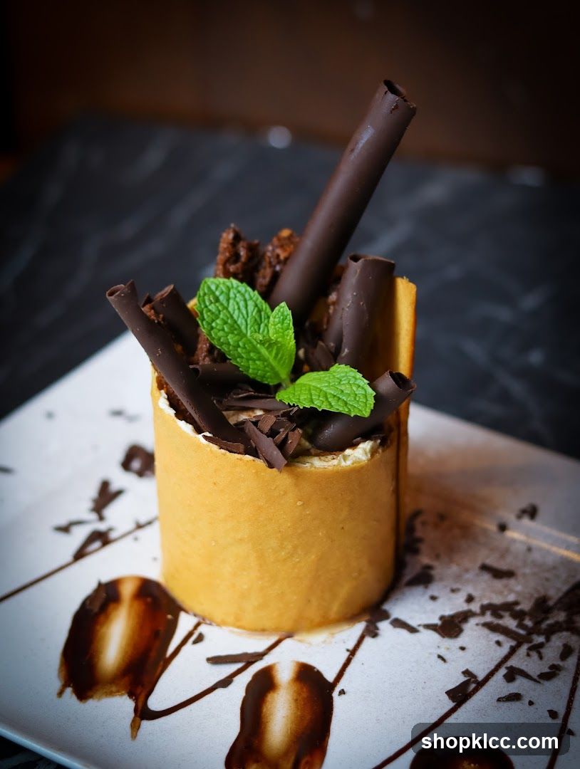 Chocolate Dessert with Mint Garnish