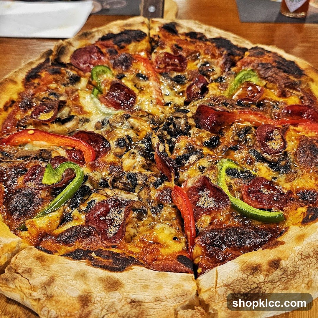 Pizza with Salami and Vegetables