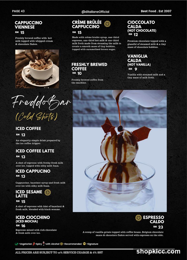 Ditaliane Menu