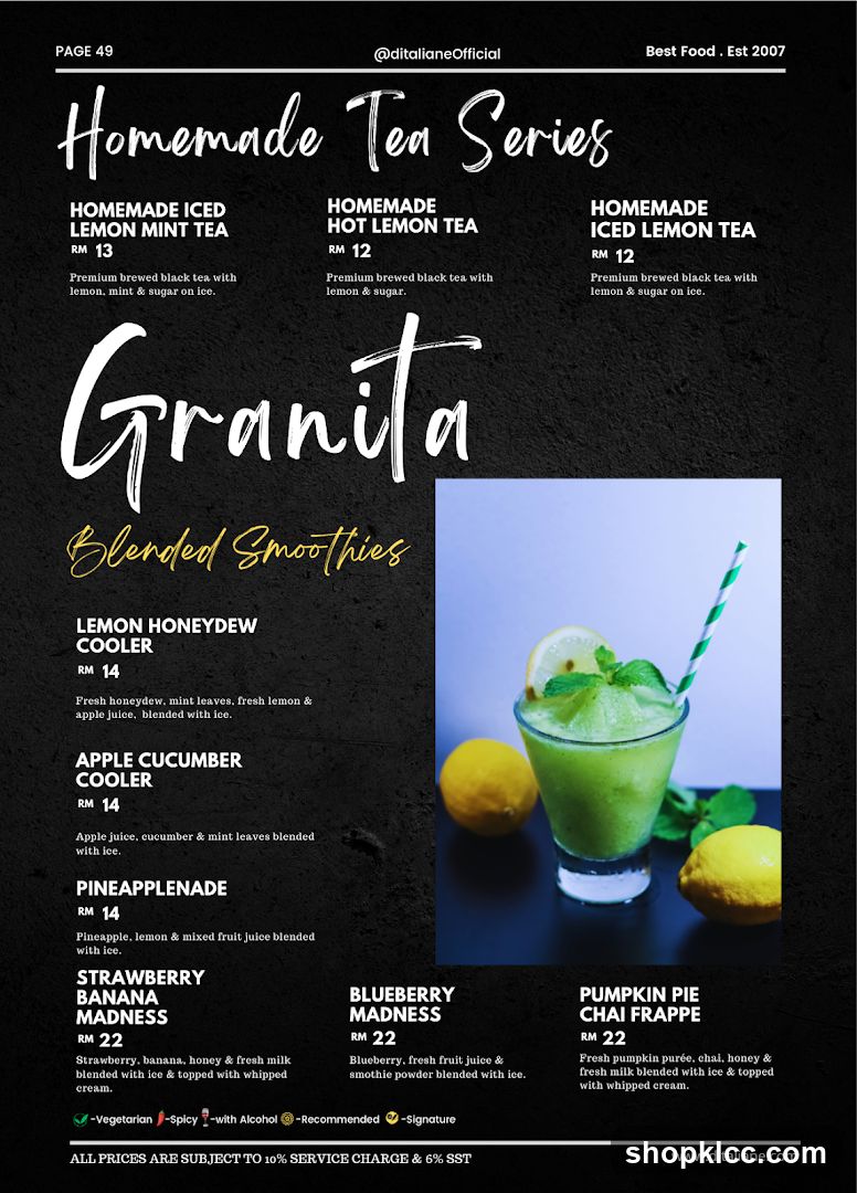 Homemade Tea Series & Granita Blended Smoothies