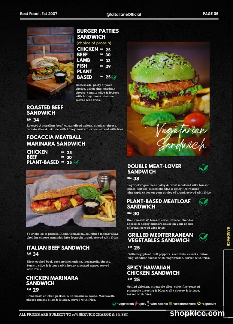 Sandwich Menu