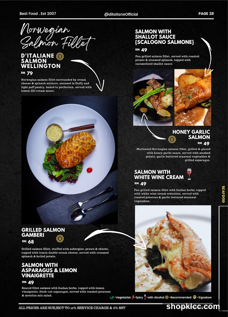 Norwegian Salmon Fillet Menu