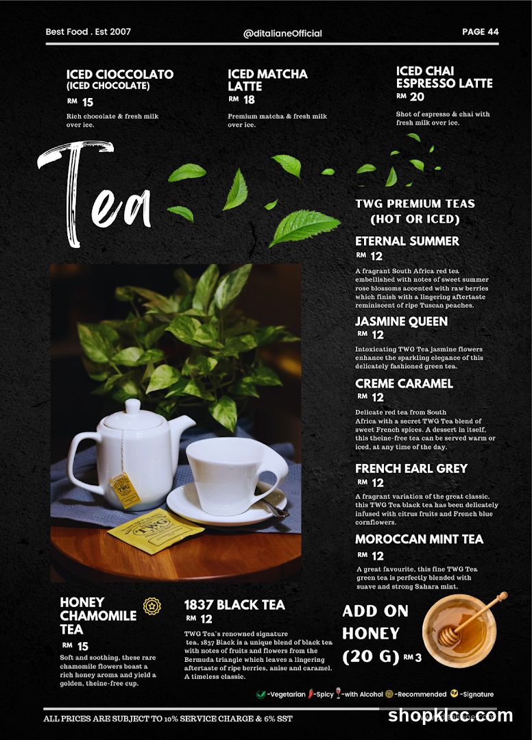 Tea Menu