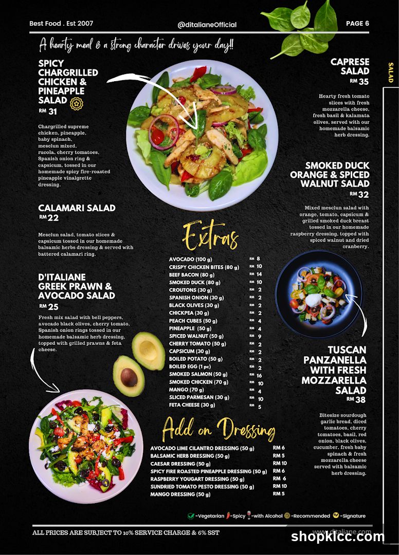 D'Italiane Menu
