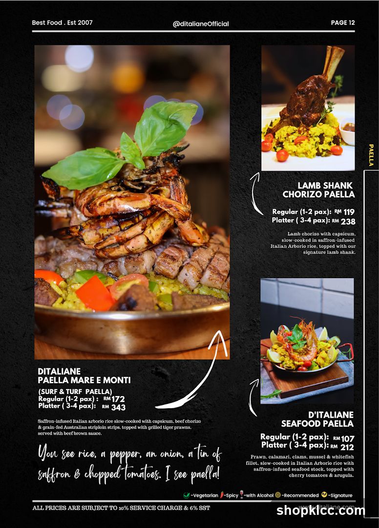 Ditaliane Menu