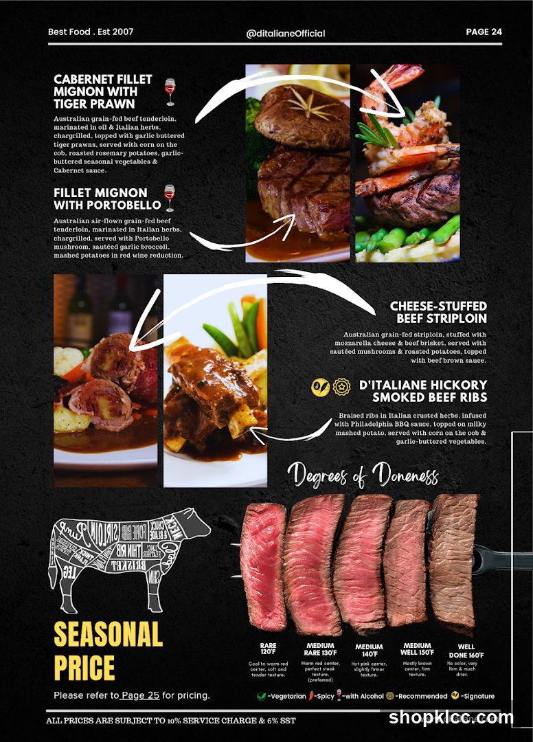D'Italiane Menu Page