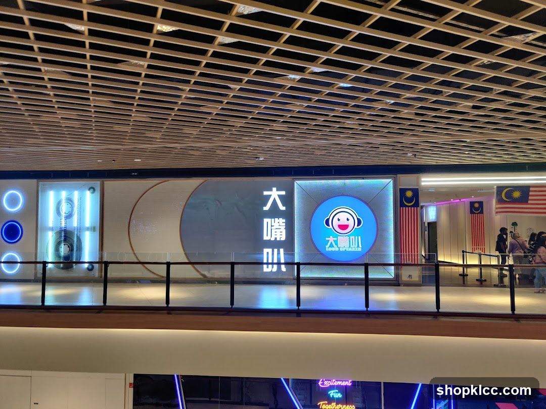 Storefront with Digital Displays and Malaysian Flags