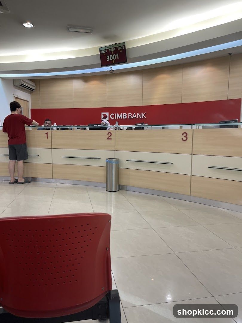 Bank Interior with Queue Display