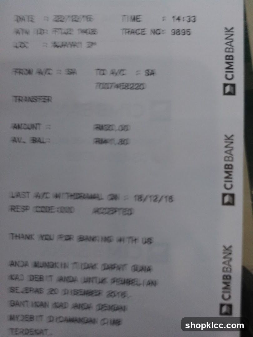 Bank Transaction Slip