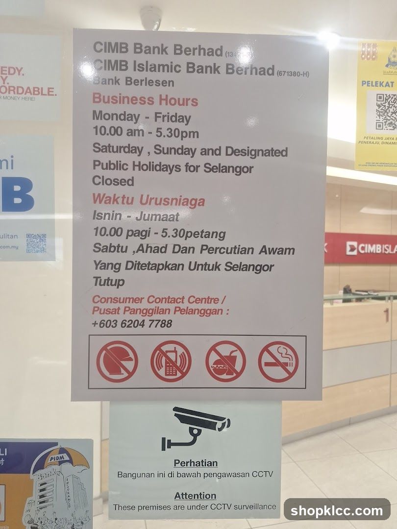 CIMB Bank Business Hours Sign