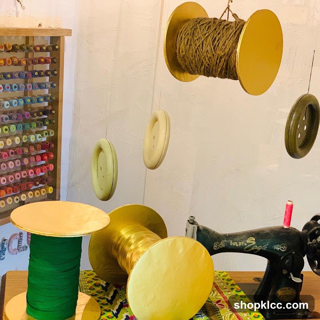 Sewing supplies and vintage sewing machine