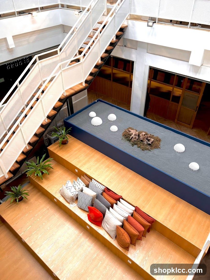 Modern Interior with Seating and Zen Garden