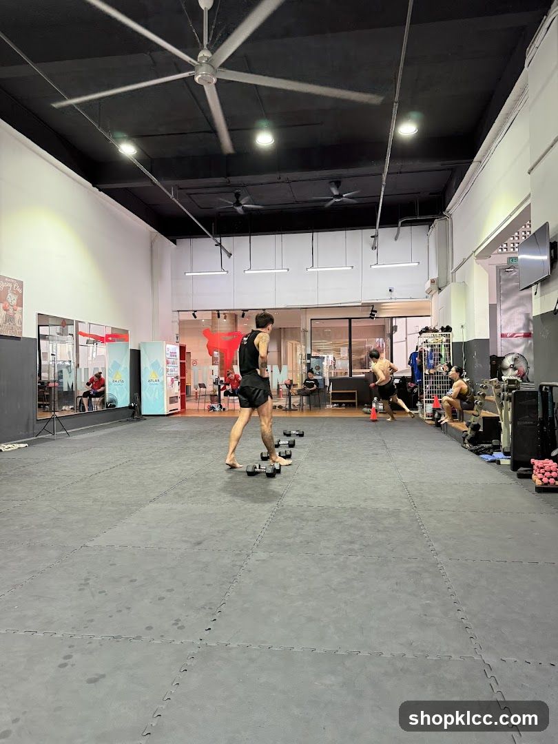 Gym Interior with People Training