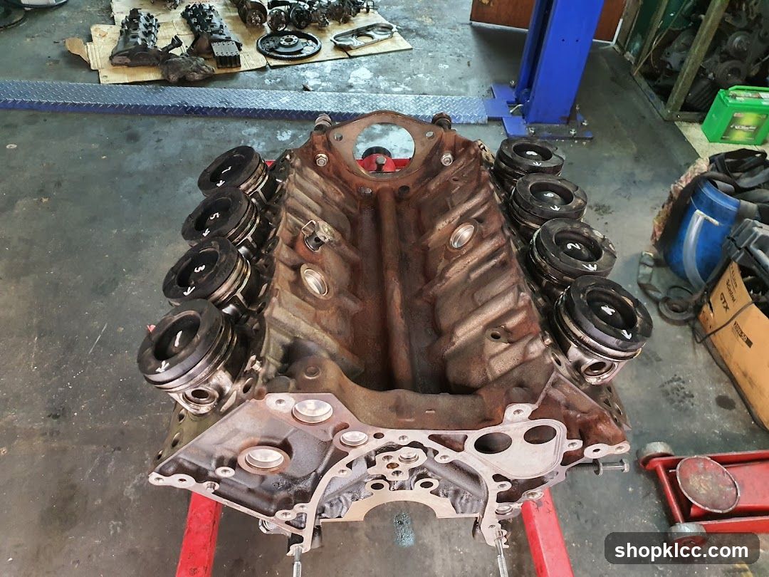 Engine Block with Pistons