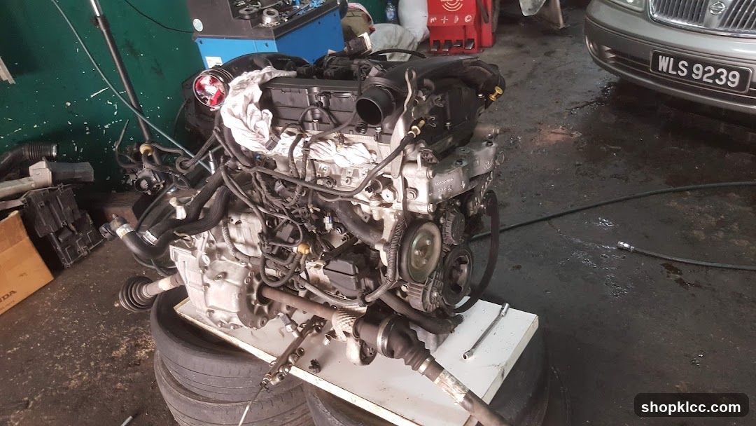 Car Engine in Repair Shop