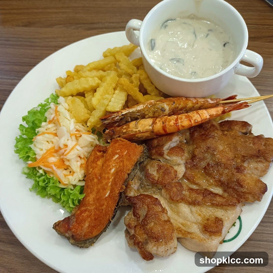 Fried Chicken and Shrimp Platter with Fries and Soup