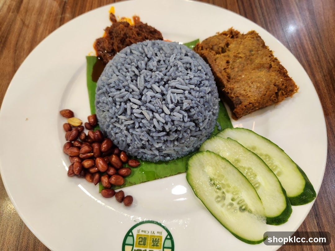 Nasi Lemak Plate with Blue Rice