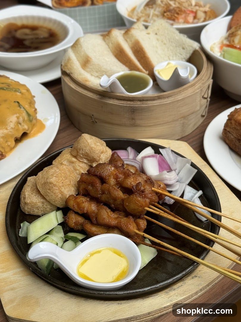 Food Spread with Satay and Bread