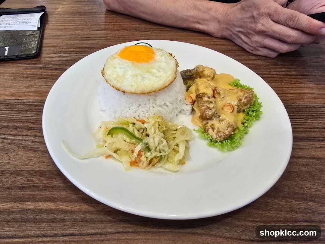 Fried Rice with Curry Chicken and Salad