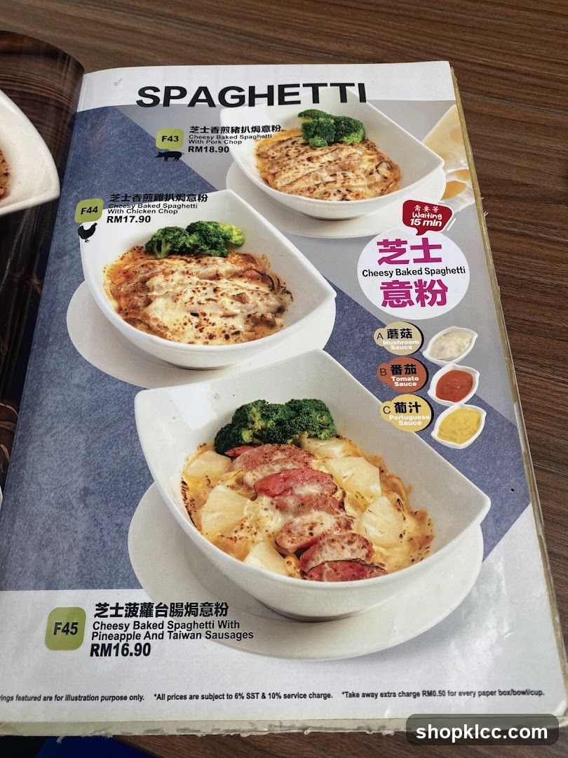 Spaghetti Menu Page