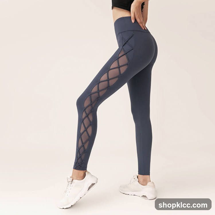 Athletic Leggings with Mesh Panel