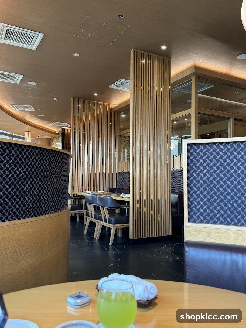 Restaurant Interior with Wooden Decor and Dining Area