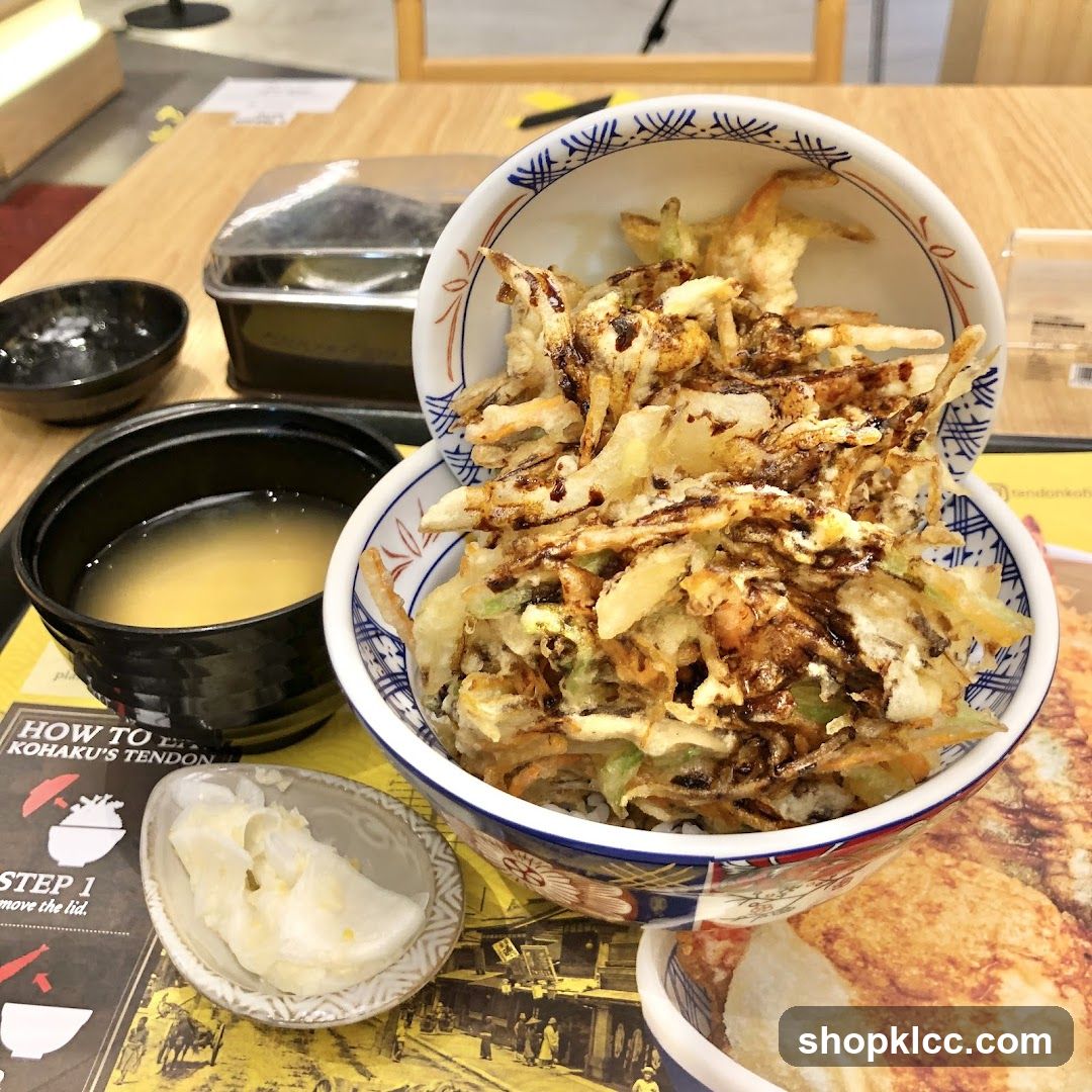 Tempura Bowl with Miso Soup and Pickles