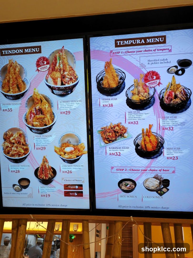 Tendon and Tempura Menu Board