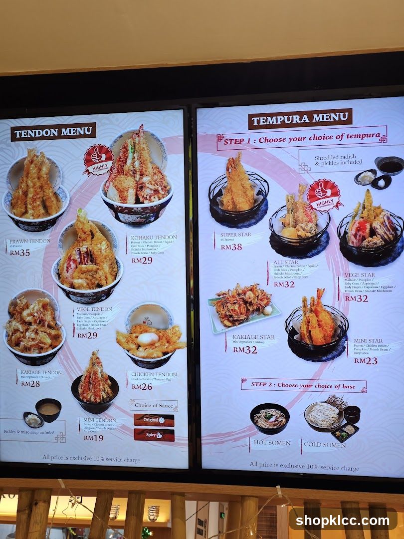 Tendon and Tempura Menu Board