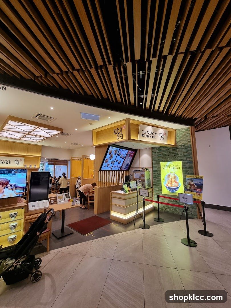 Restaurant Interior with Wooden Ceiling and Counter