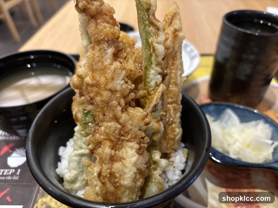 Tempura Bowl with Rice and Side Dishes