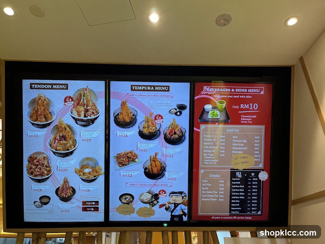 Tendon, Tempura & Beverages Menu Board