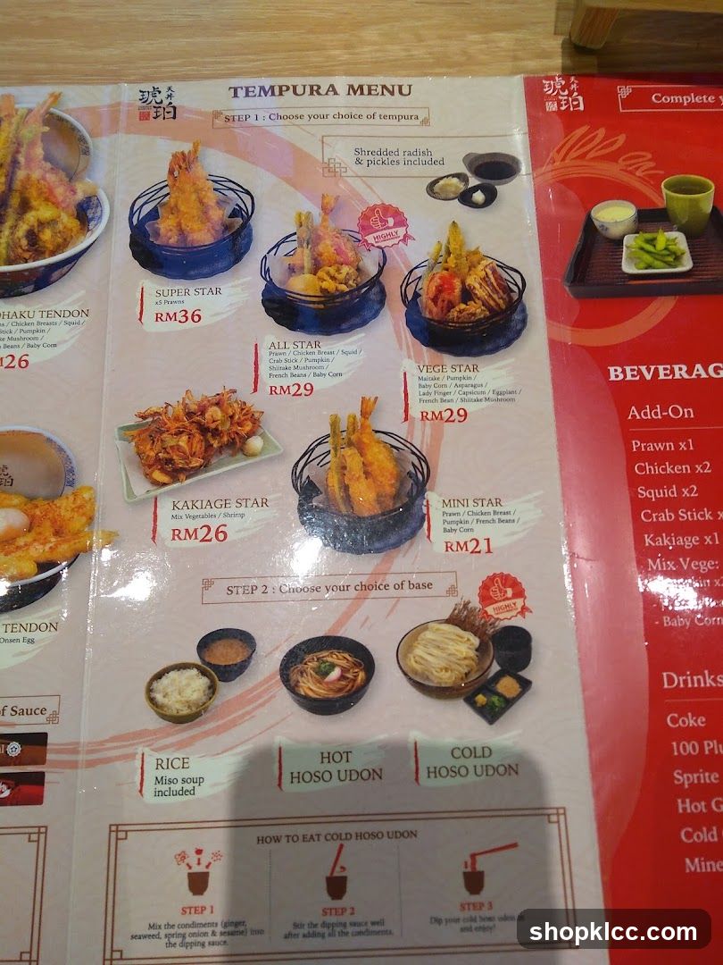 Tempura Menu